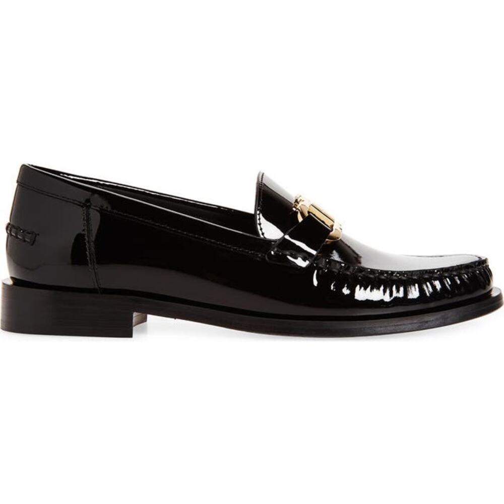 Ferragamo NIB Maryan Gancini Logo Patent Leather Loafers in Black Size 7.5